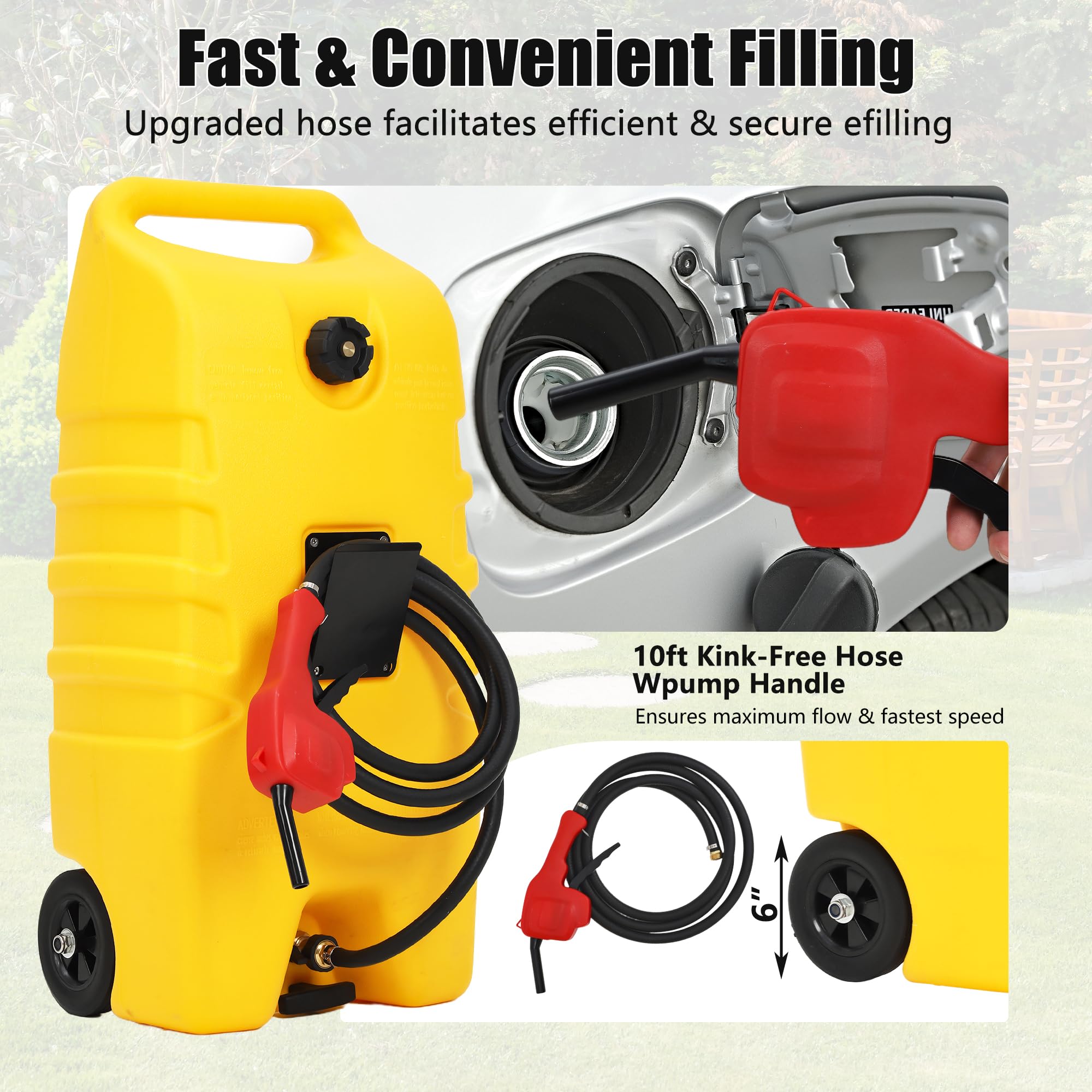 Portable Gas Fuel Tank, Container Caddy Can w/Siphon Pump, 14